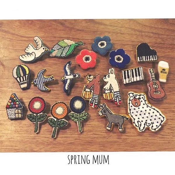 手刺繍spring mum